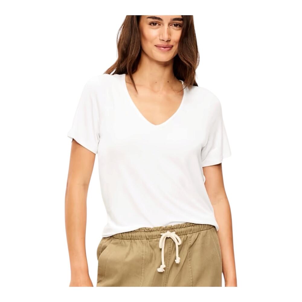 NWT Old Navy Luxe V-Neck Short Sleeve Tee T-Shirt in Off White Size Medium